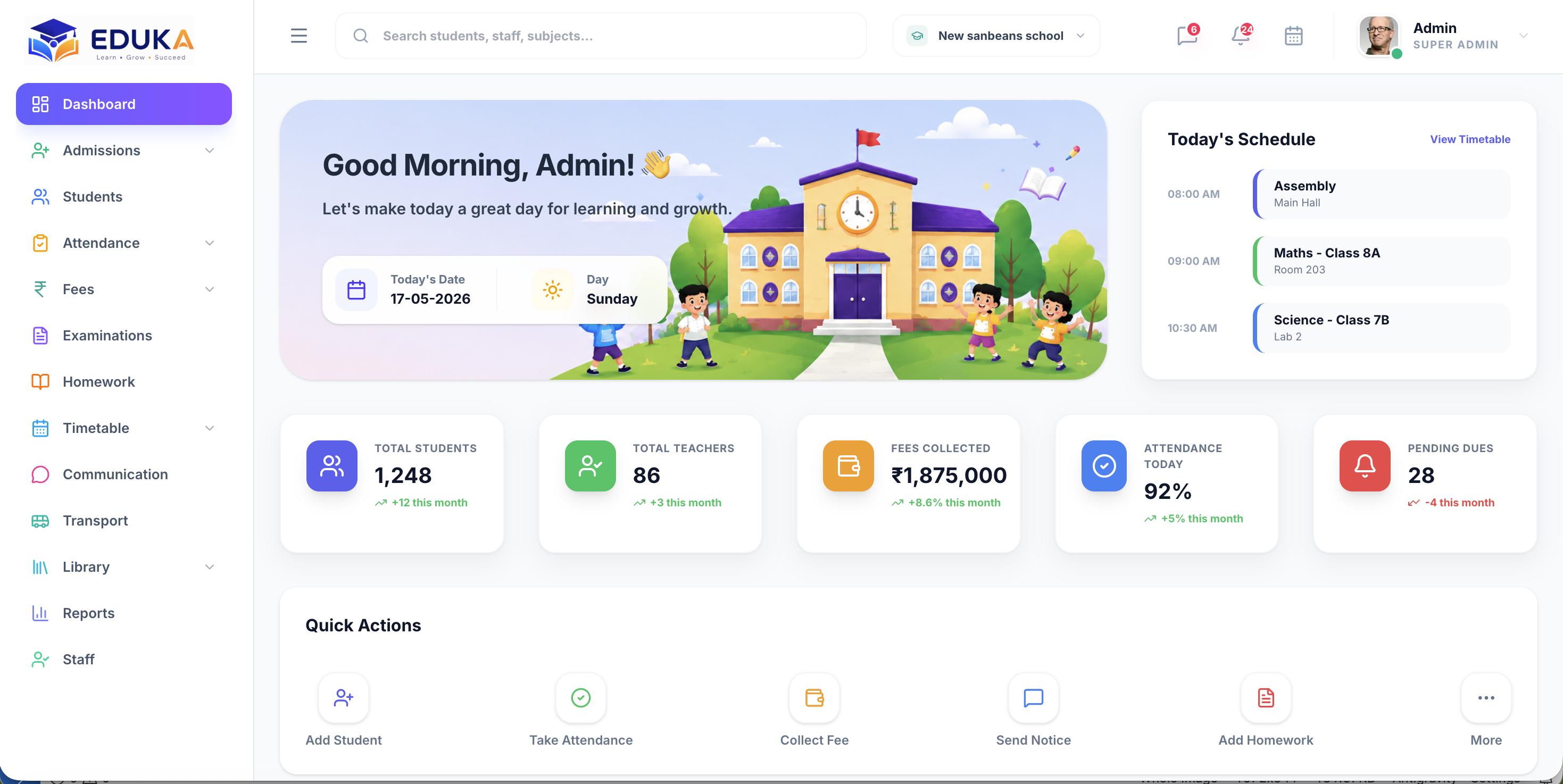 Fee Collection Dashboard Preview
